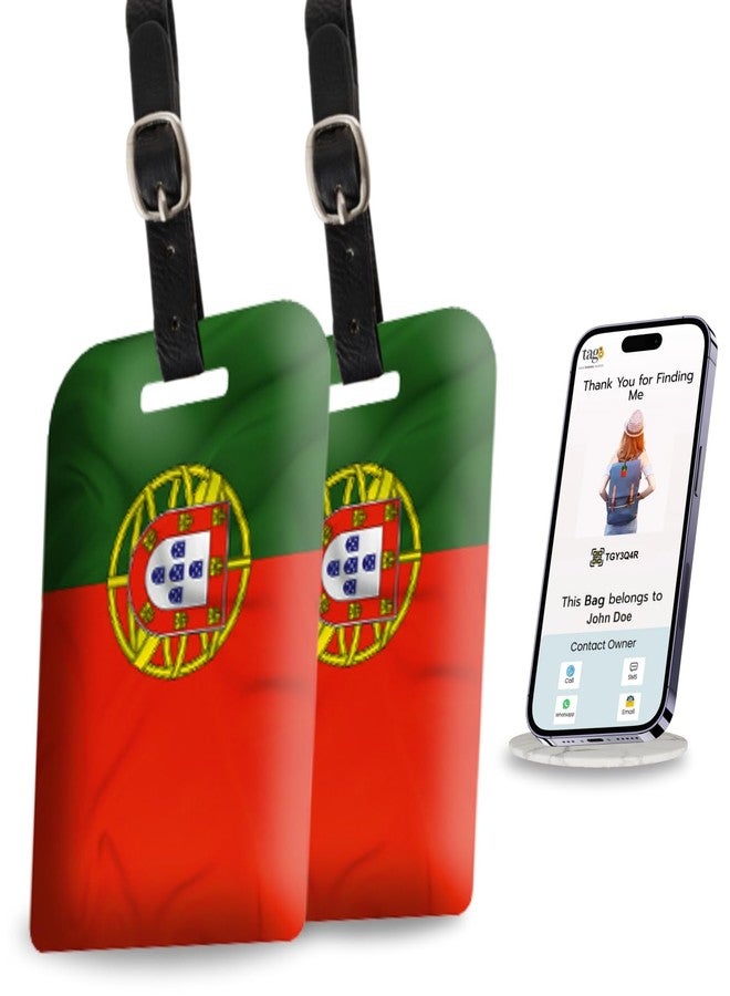 tag8 [Pack 2] tag8 Portugal Flag Smart Luggage tag |Trendy Luggage tag ID Identification | Suitcase Tag | Fashionable Digital Name tag | Airline Compliant, SITA World Tracer Code Enabled | Gift idea - Image 1
